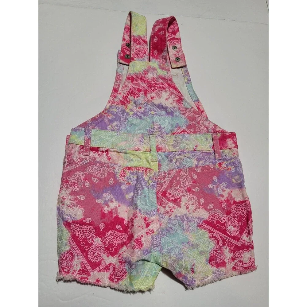 Children’s Place Tie Dyed Paisley Twill Shortalls Overalls Shorts Size Toddler 2